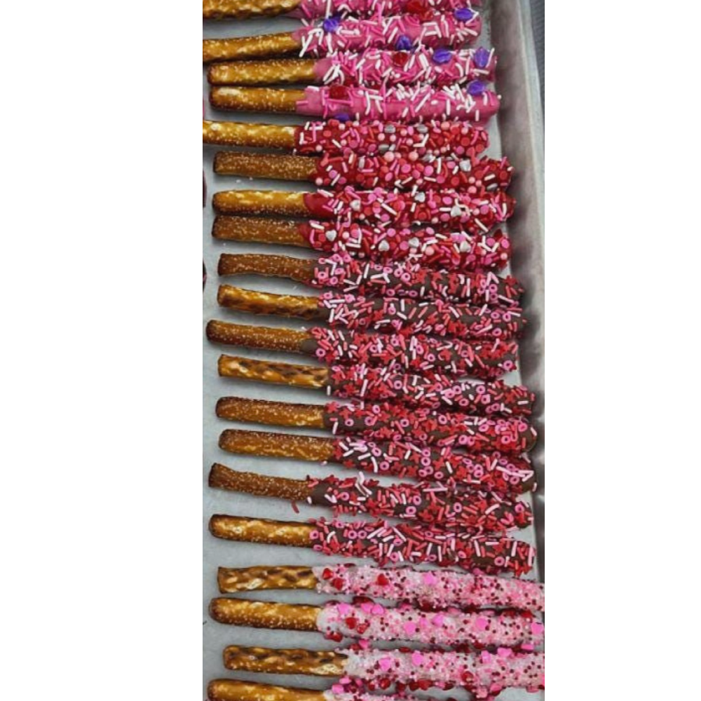 Dipped Pretzels with sprinkles